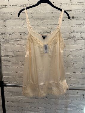 torrid Ivory Lace-Trim Satin Cami